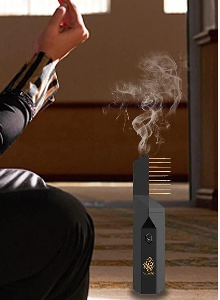عود بخوان 2023 تصميم جديد USB قابلة للشحن الشعر الكهربائية البخور الفاخرة المبخرة السوداء - Image 3