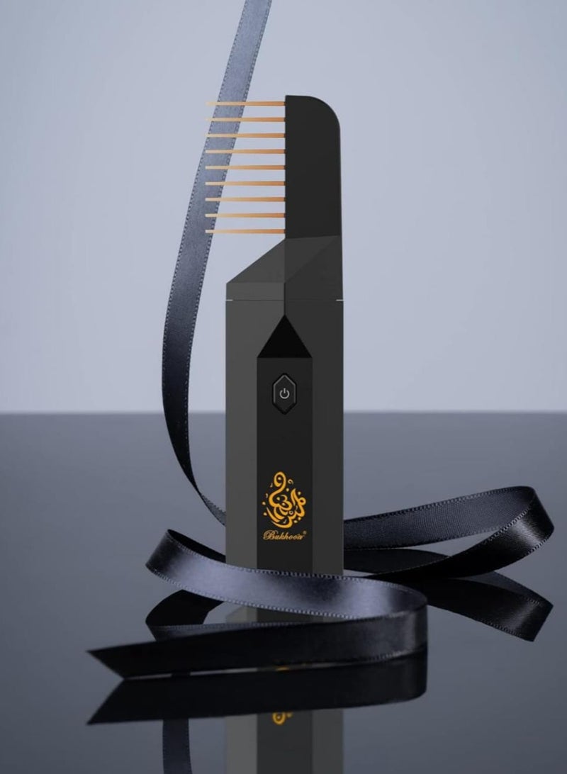 عود بخوان 2023 تصميم جديد USB قابلة للشحن الشعر الكهربائية البخور الفاخرة المبخرة السوداء  - Image 3