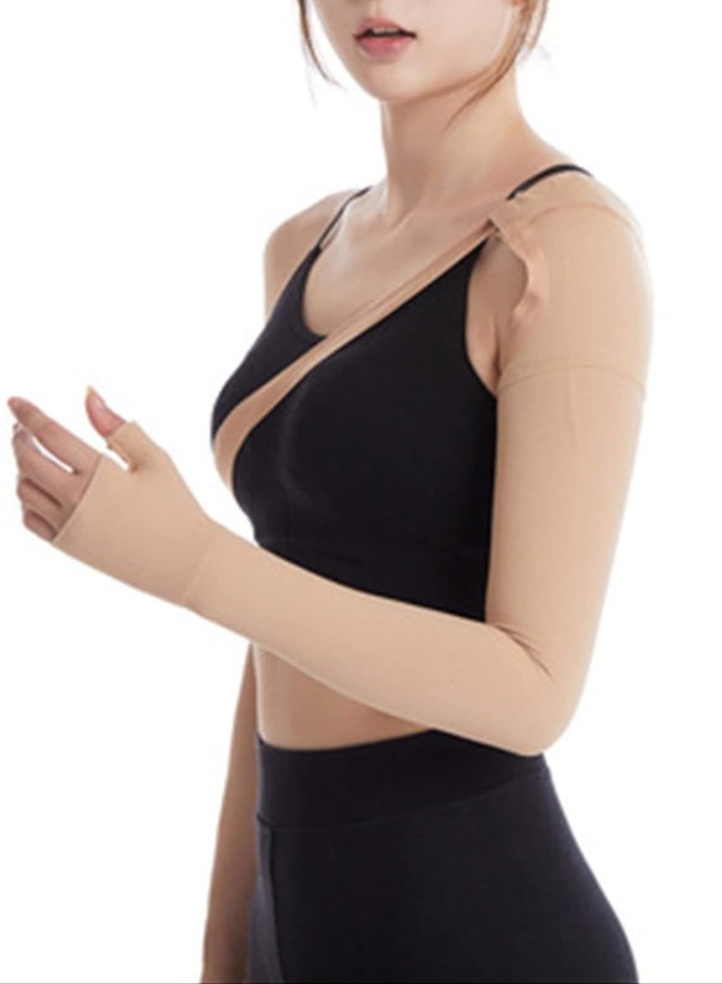 Lymphedema Compression Arm Sleeve, Thumb Lymph Edema arm Sleeve, Polyurethane Post Mastectomy Support Arm Sleeve for Swelling Support, High Elasticity, Seamless Weaving Technical (Left) - Image 2