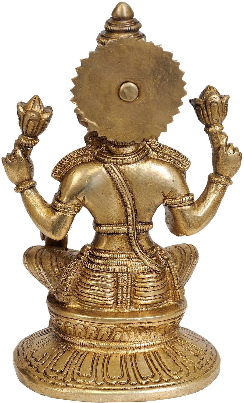 Aone India Brass Goddess Lakshmi with Owl (6.5 Inch, Gold) - Image 2