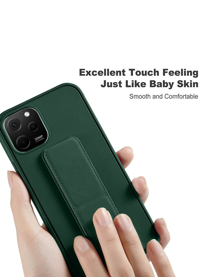 Wtech PU Leather Hand Strap Grip Holder Stand Phone Case Cover For Huawei Nova Y61 Dark Green - Image 4