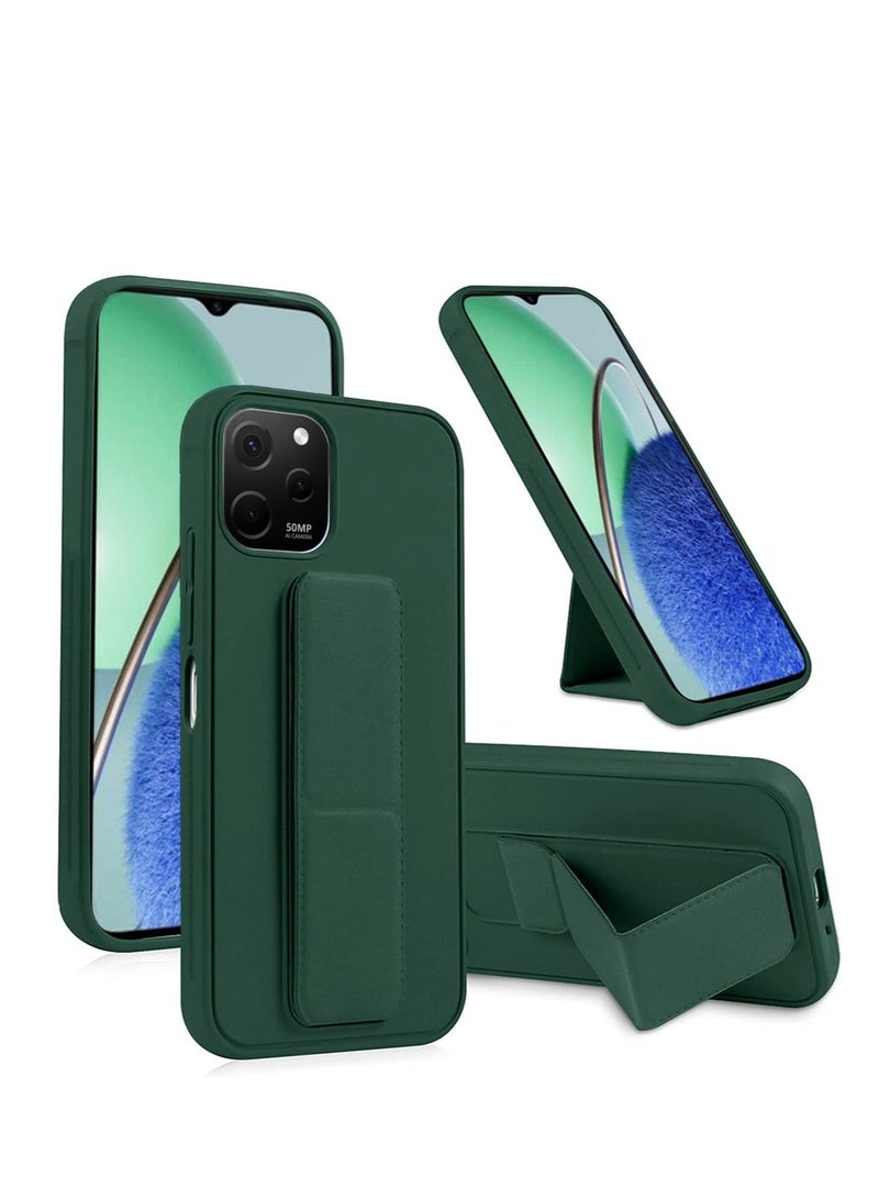 Wtech PU Leather Hand Strap Grip Holder Stand Phone Case Cover For Huawei Nova Y61 Dark Green - Image 1