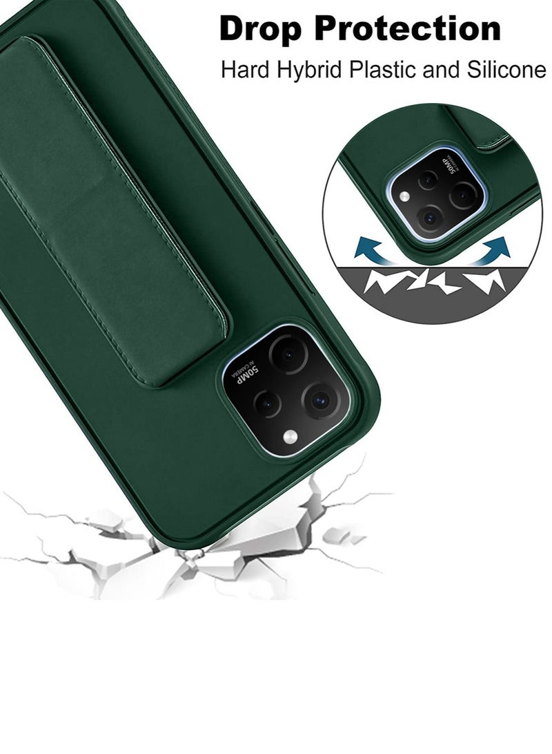 Wtech PU Leather Hand Strap Grip Holder Stand Phone Case Cover For Huawei Nova Y61 Dark Green - Image 5