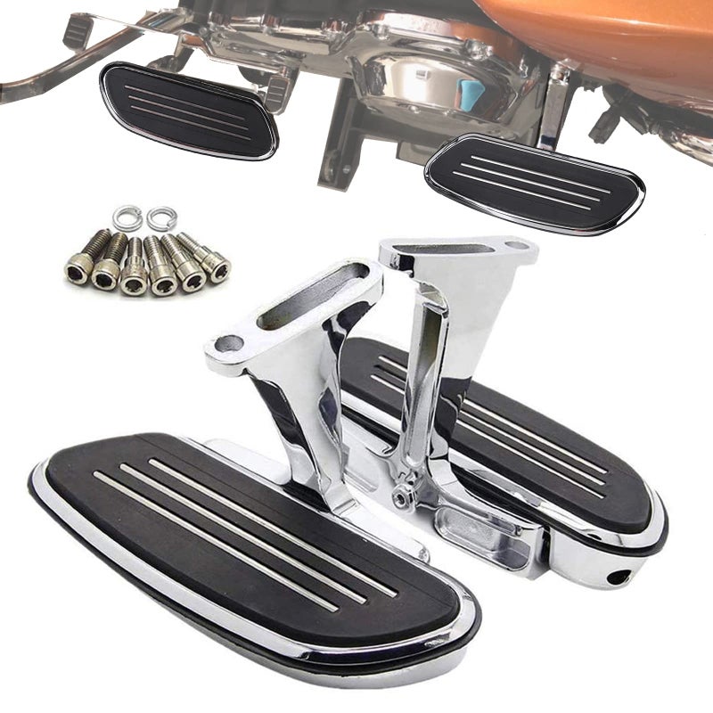Motorcycle Passenger Floorboards Chromed Streamline Street Glide Footboards with Mount Bracket Kits Replacement for Road King Street Glide Electra Glide Touring Models 19932022