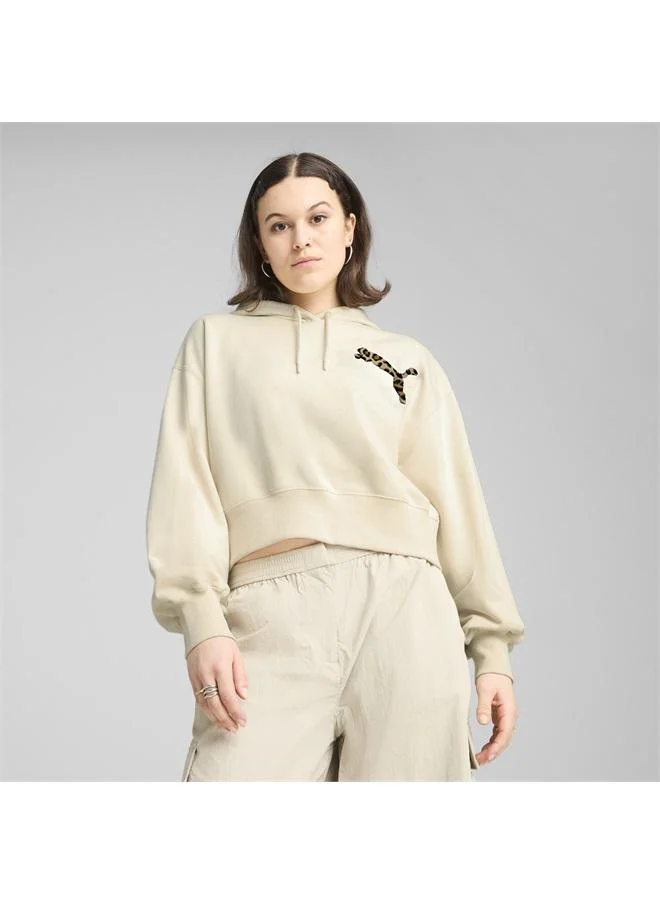 LEO LUXE Relaxed Cropped Hoodie Women
