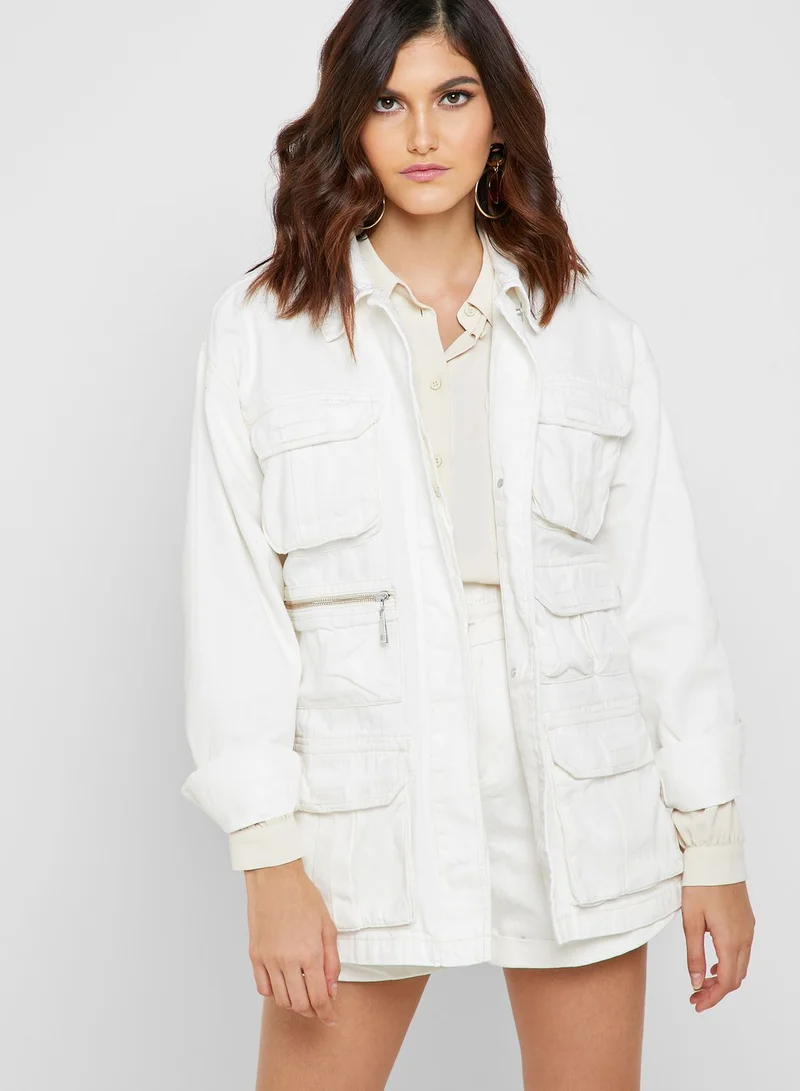 TOPSHOP Roll Sleeve Denim Jacket