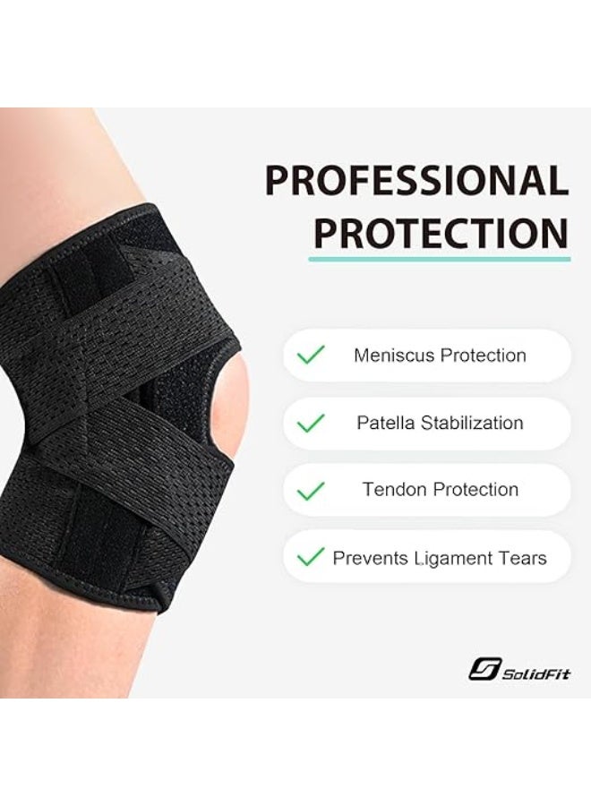 دعامة الركبة مع مثبتات جانبية - ضمادة ضاغطة قابلة للتعديل للركبة لعلاج تمزق الغضروف المفصلي، ودعم الرباط الصليبي الأمامي والرباط الجانبي الإنسي، وتخفيف آلام المفاصل والتهاب المفاصل - كم تثبيت للركبة قابل للتهوية للرياضة والجري والتمارين الرياضية والاستخدام اليومي - أسود (XX-Large) للرجال والنساء - Image 4