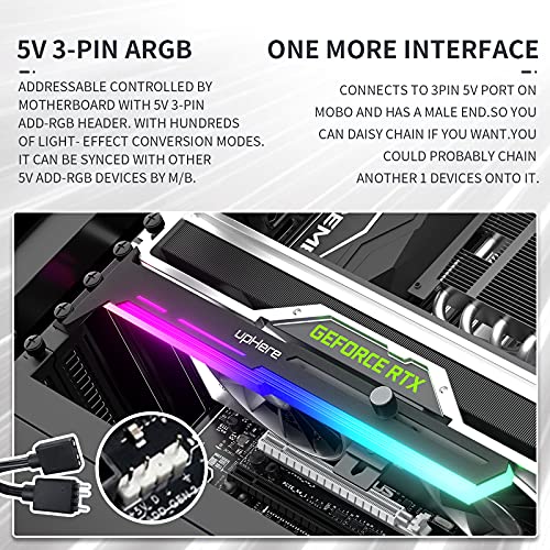 upHere 5V 3PIN Addressable RGB Graphics Card GPU Brace Support Video Card Sag Holder,Built-in 5V ARGB Strip,Adjustable Length and Height Support,G276ARGB - Image 4