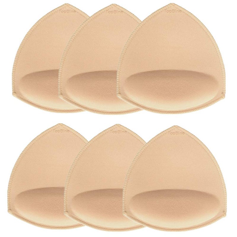 TopBine Removable Bra Pads Inserts Women's Comfy Sports Cups Bra Insert for BIkini Top Swimsuit (A/B 3 color) (A/B beige, C/D) - Image 1