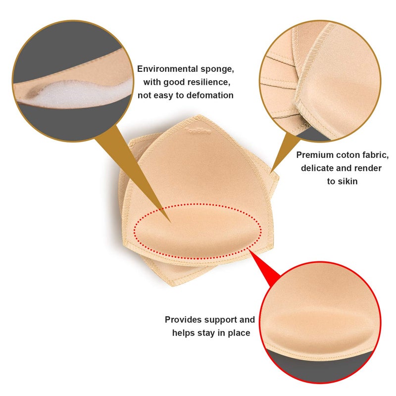 TopBine Removable Bra Pads Inserts Women's Comfy Sports Cups Bra Insert for BIkini Top Swimsuit (A/B 3 color) (A/B beige, C/D) - Image 4