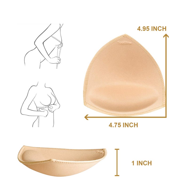 TopBine Removable Bra Pads Inserts Women's Comfy Sports Cups Bra Insert for BIkini Top Swimsuit (A/B 3 color) (A/B beige, C/D) - Image 2