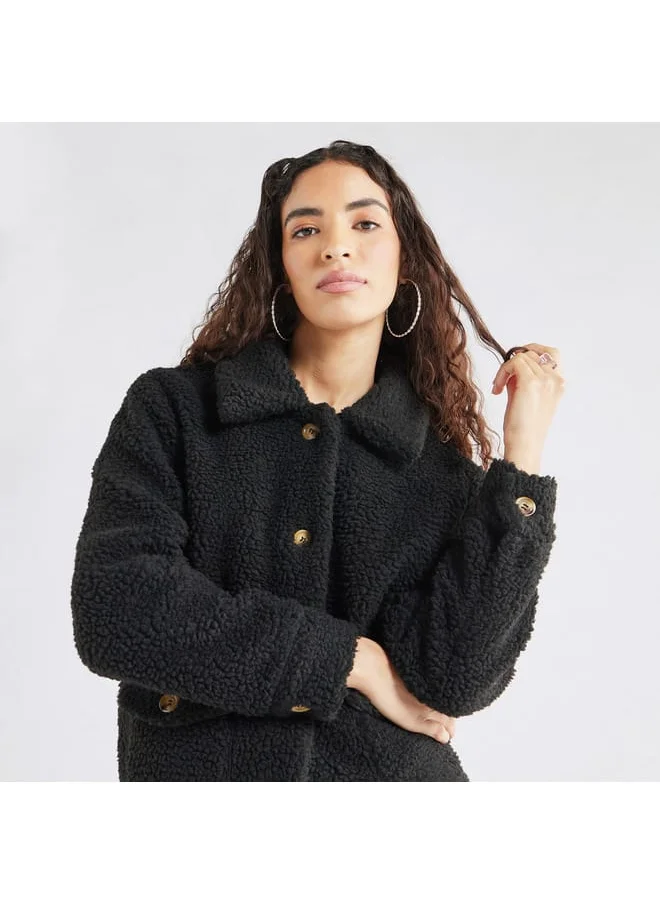FAV Textured Jacket with Long Sleeves and Pockets
