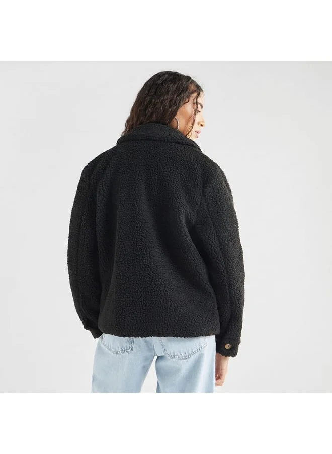 FAV Textured Jacket with Long Sleeves and Pockets