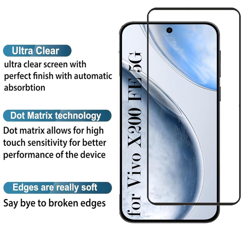 FabeKee Tempered Glass Screen Protector For VIVO X200 FE 5G Black Cellphone With Edge To Edge Coverage And Easy Installation Kit - Image 5