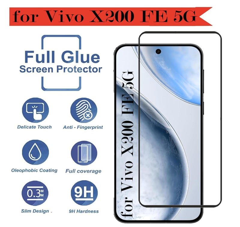 FabeKee Tempered Glass Screen Protector For VIVO X200 FE 5G Black Cellphone With Edge To Edge Coverage And Easy Installation Kit - Image 3