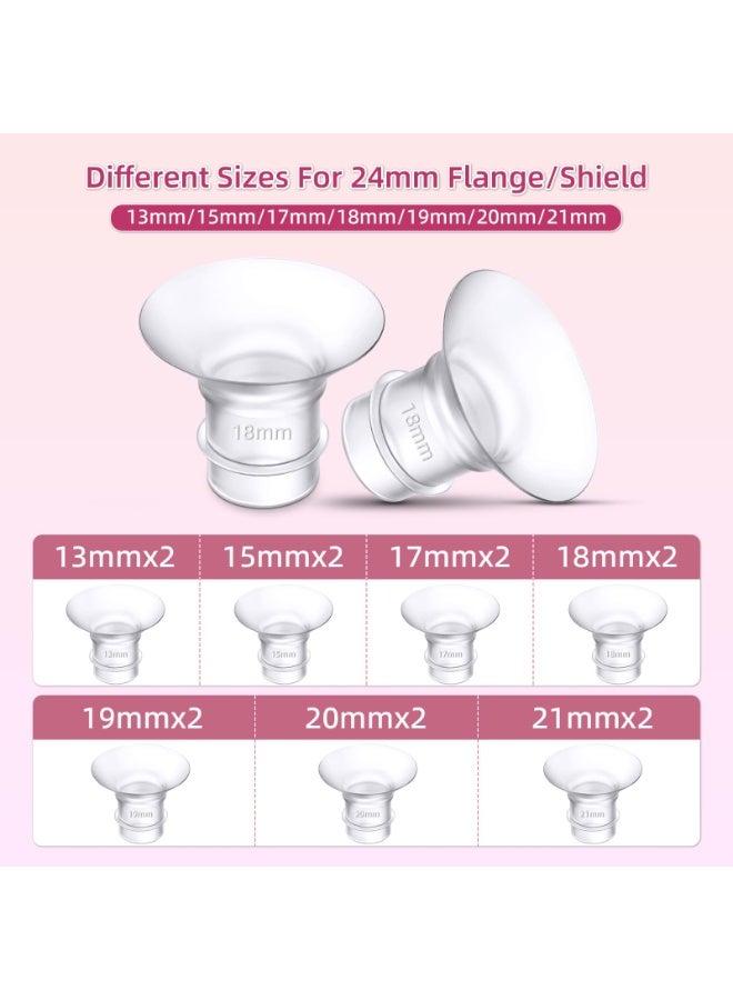 RTYY 14Pcs Flange Inserts 13/15/17/18/19/20/21mm for Medela,Spectra 24mm Shields/Flanges,Compatible with TSRETE,CPPSLEE,Momcozy S9/S9Pro/S12/S12Pro Wearable Breast Pump,Reduce 24mm Tunnel Down to Other Size - Image 4