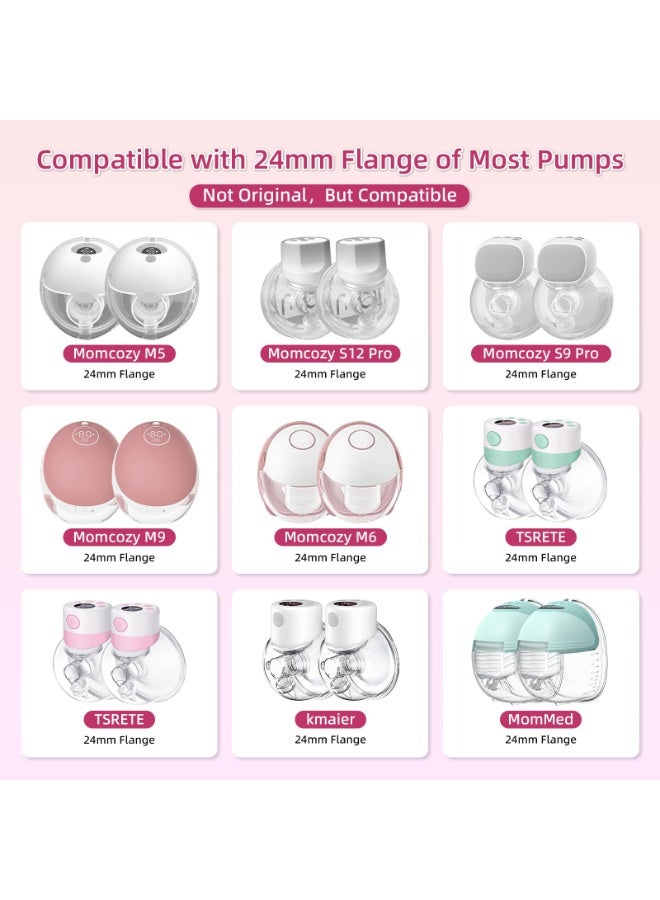RTYY 14Pcs Flange Inserts 13/15/17/18/19/20/21mm for Medela,Spectra 24mm Shields/Flanges,Compatible with TSRETE,CPPSLEE,Momcozy S9/S9Pro/S12/S12Pro Wearable Breast Pump,Reduce 24mm Tunnel Down to Other Size - Image 2