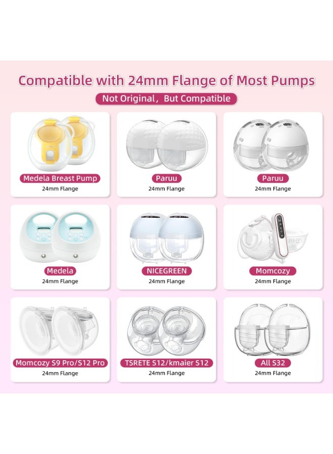 RTYY 14Pcs Flange Inserts 13/15/17/18/19/20/21mm for Medela,Spectra 24mm Shields/Flanges,Compatible with TSRETE,CPPSLEE,Momcozy S9/S9Pro/S12/S12Pro Wearable Breast Pump,Reduce 24mm Tunnel Down to Other Size - Image 3