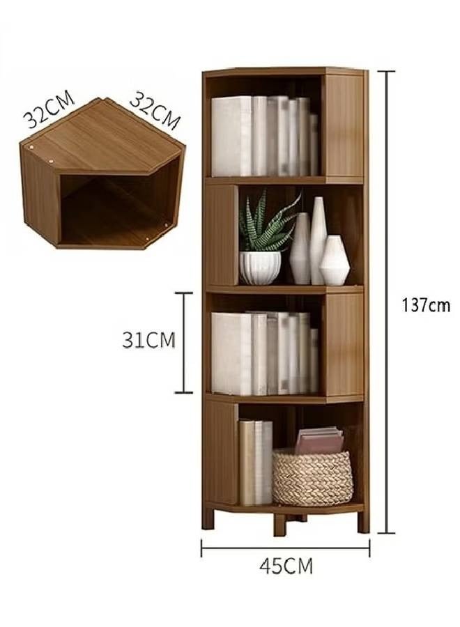 إن كي أكس خزانة كتب زاوية بأربعة طوابق، مناسبة لغرفة المعيشة، المنزل، والمكتب - Image 2