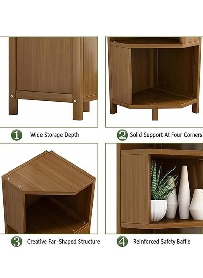 إن كي أكس خزانة كتب زاوية بأربعة طوابق، مناسبة لغرفة المعيشة، المنزل، والمكتب - Image 5