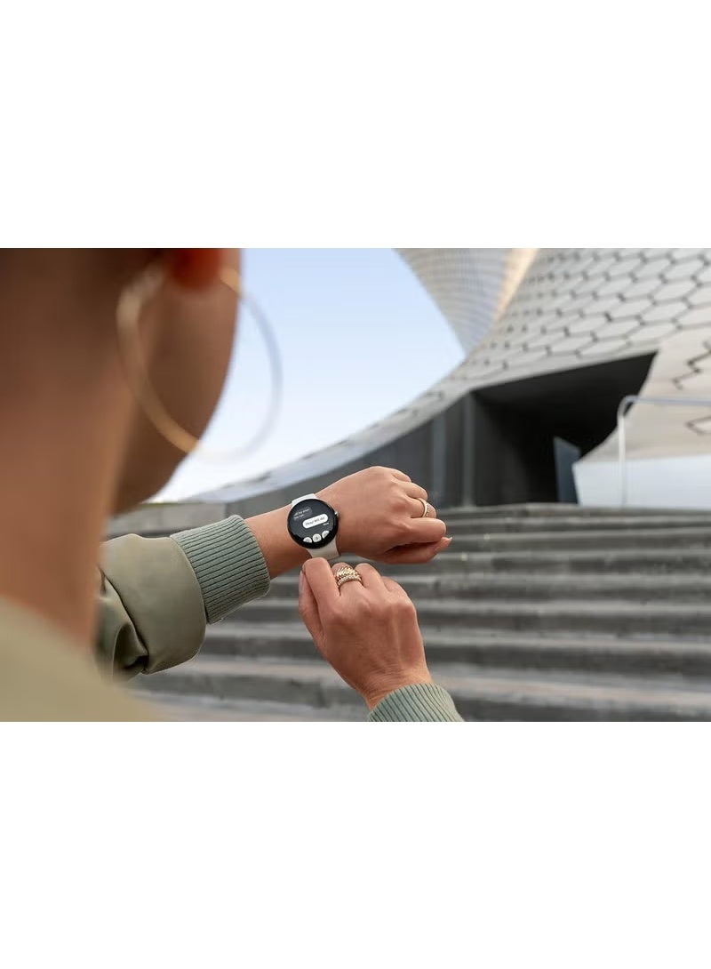 LTEET Google Pixel LTE Watch, Polished Silver Stainless Steel Case, Active Band in Chalk,, 41mm - Image 4