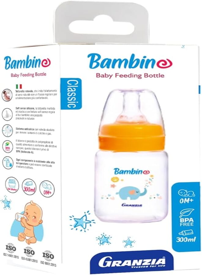 Granzia Bambino Classic Baby Feeding Bottle Orange Color 300 ML
