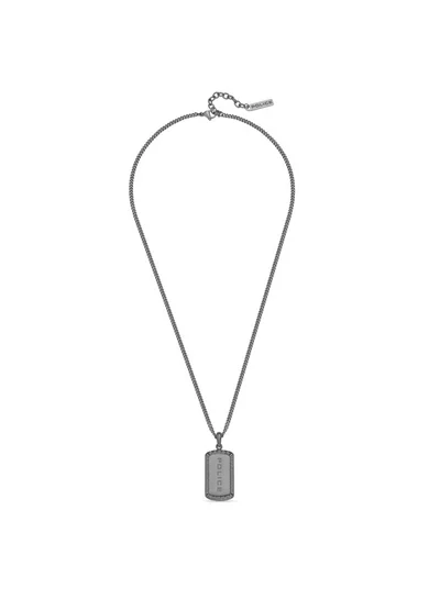 بوليس Taper GreyMetal Necklace  Sleek Chain with StudEmbedded Tag and Signature