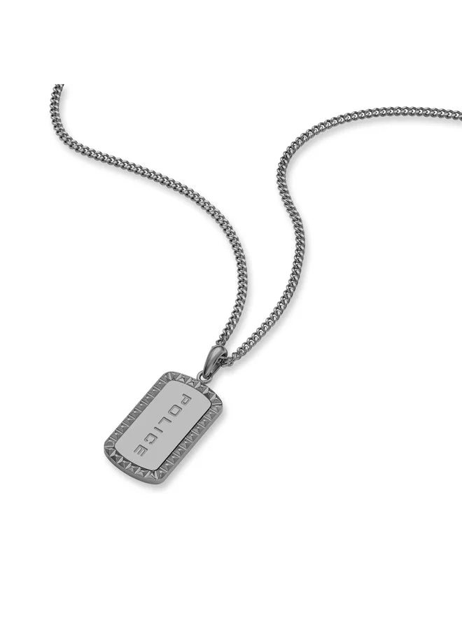 بوليس Taper GreyMetal Necklace  Sleek Chain with StudEmbedded Tag and Signature