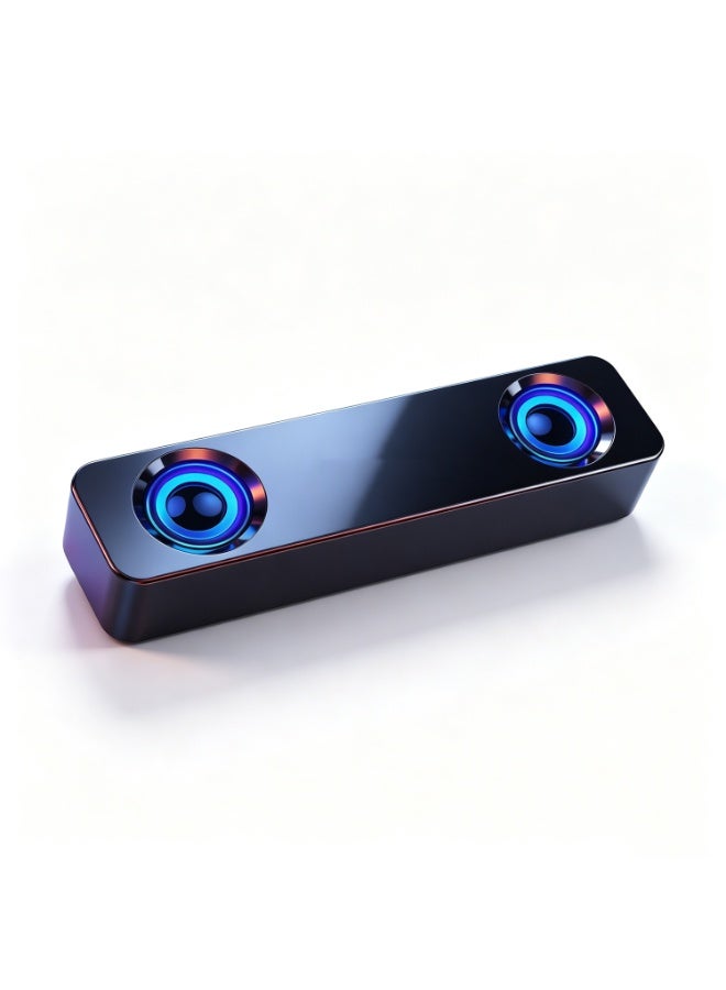 Wired & Bluetooth Computer Soundbar Speaker With Dynamic Rgb Breathing Light, 360° Surround Stereo Bass Desktop Sound Bar, Anti-Interference Compact Pc Speaker For Laptop Desktop Phone Tv, Perfect Eid & Housewarming Gift To Share With Friends - Image 1