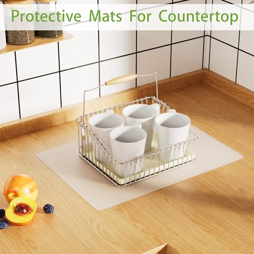 Janeart Clear Silicone Mat for Kitchen Counter, 10.24”x 14.2”(1MM) Non-slip Countertop Protector Liner, Small Non-Stick Baking Mat, Heat Resistant Placemat for Pastry, Translucent(2/Pack) - Image 2