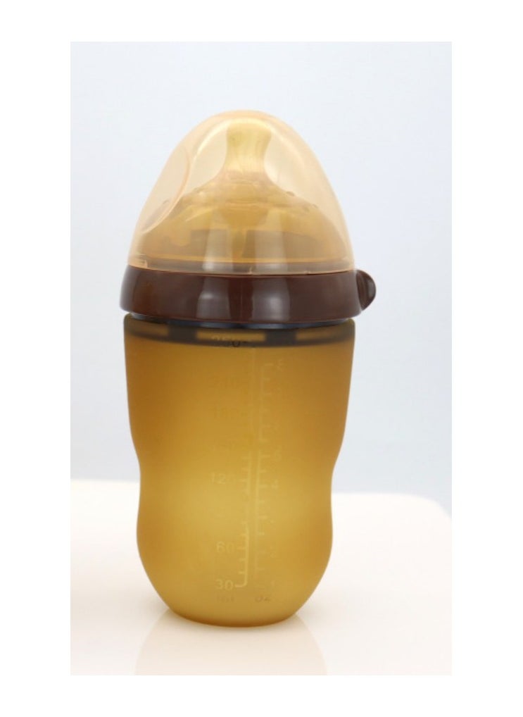 KUYING New Baby Glass Silicone Cover With Handle Baby Anti Choking Anti bloating And Anti Drop Bottle 