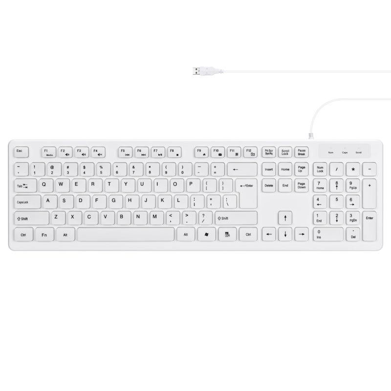 M MC Saite MCSaite Wired White USB 104 Keys Computer Keyboard with Stands,Waterproof - US Layout Compatible for Windows, PC, Laptop - Image 1