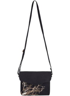 earthsave Earthsave Navy Blue with Golden Branches Cotton Premium Canvas with Waterproof Lining Sling Bag with adjustable straps  - Image 2