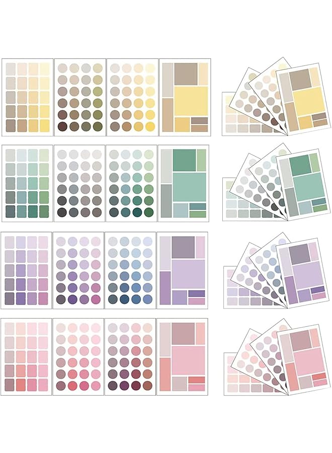 erorex Washi Tape Set 4 Colors 76 Pcs Colorful Coding Dot Sticker Labels 16 Sheets Multi Styling Round And Square Sticker For Planners Scrapbook Diary Memo Diy Crafts Gift Decoration  - Image 1