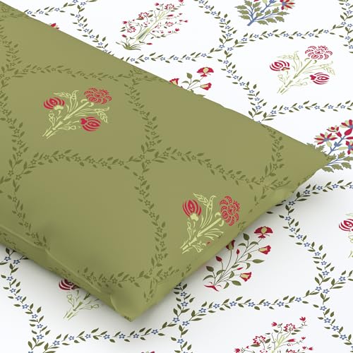 Home Ecstasy 100% Cotton King Bedsheet with 2 Pillow Covers - (Size 87 x 108 inches, 140 TC, Colour - Green: Cedar Glow) - Image 4