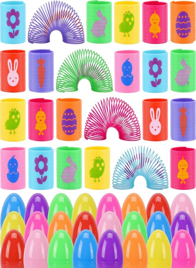 Howzcci 24 Pcs Easter Mini Coil Springs Toys Magic Spring Toys with 24 Pcs Plastic Easter Eggs for Kids Boys Girls Easter Basket Stuffers Easter Egg Hunt Party Favor Gifts - Image 1