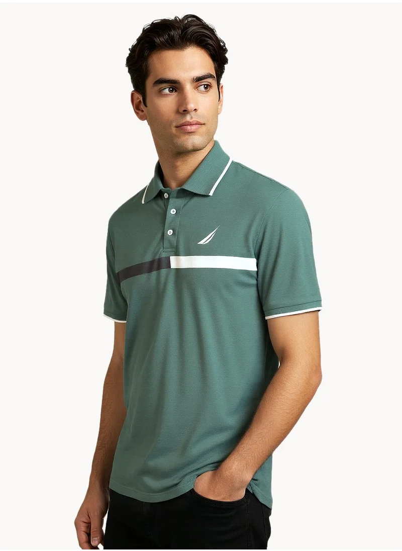 نوتيكا Contrast Striped Regular Fit Premium Cotton Logo Polo Shirt