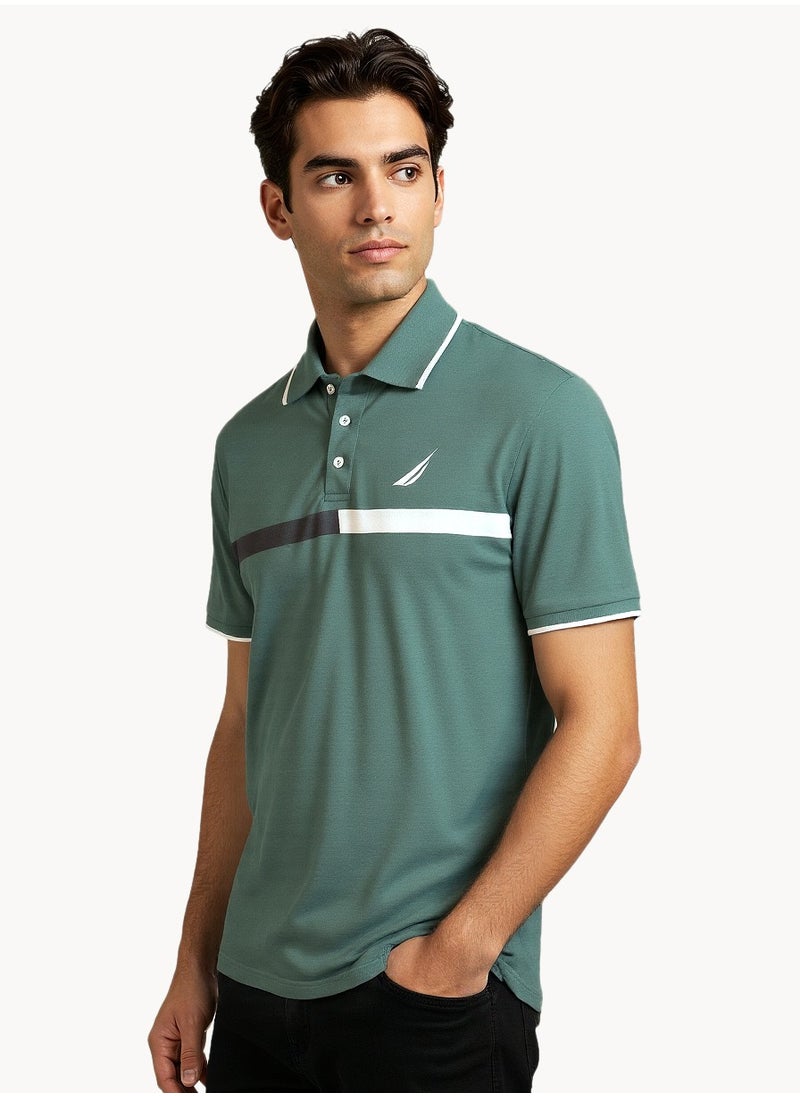 NAUTICA Contrast Striped Regular Fit Premium Cotton Logo Polo Shirt  - Image 1