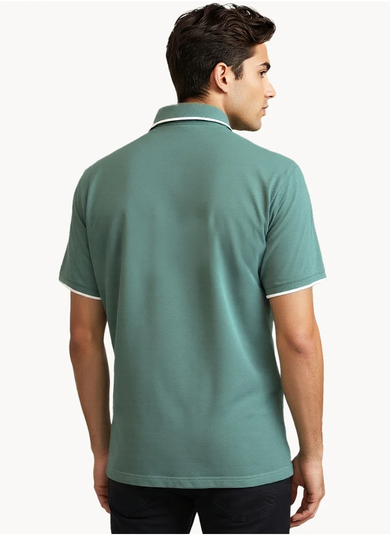 نوتيكا Contrast Striped Regular Fit Premium Cotton Logo Polo Shirt