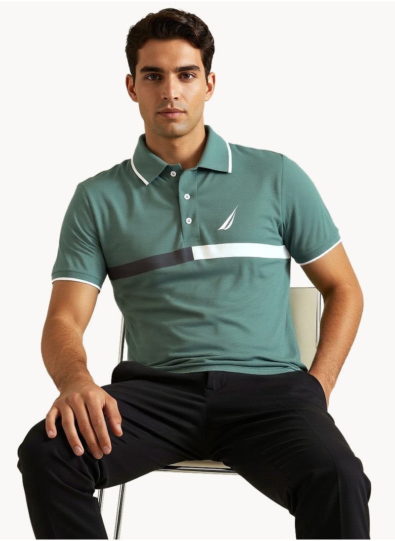 NAUTICA Contrast Striped Regular Fit Premium Cotton Logo Polo Shirt  - Image 4