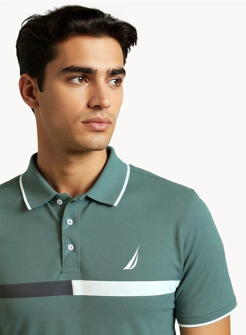 NAUTICA  Contrast Striped Regular Fit Premium Cotton Logo Polo Shirt for Men | Best Price UAE
