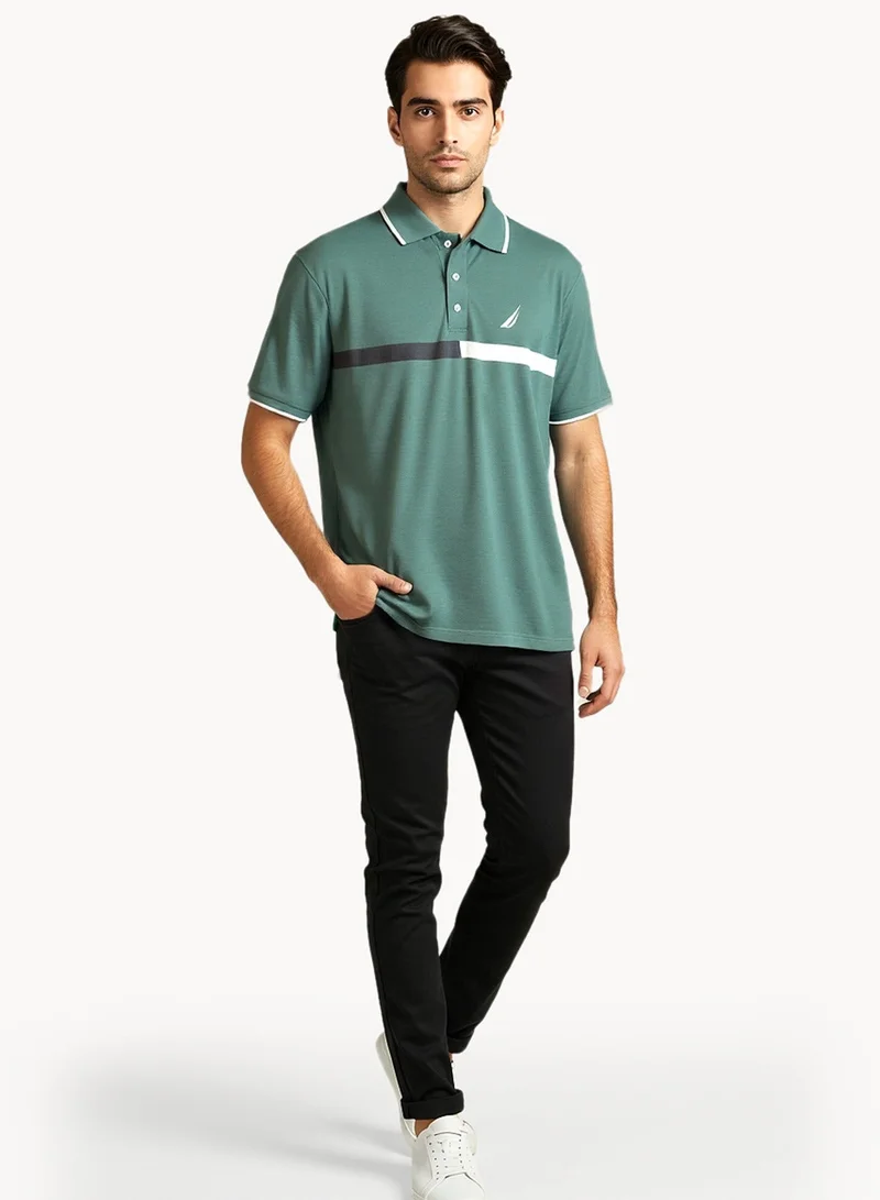 NAUTICA  Contrast Striped Regular Fit Premium Cotton Logo Polo Shirt for Men | Best Price UAE