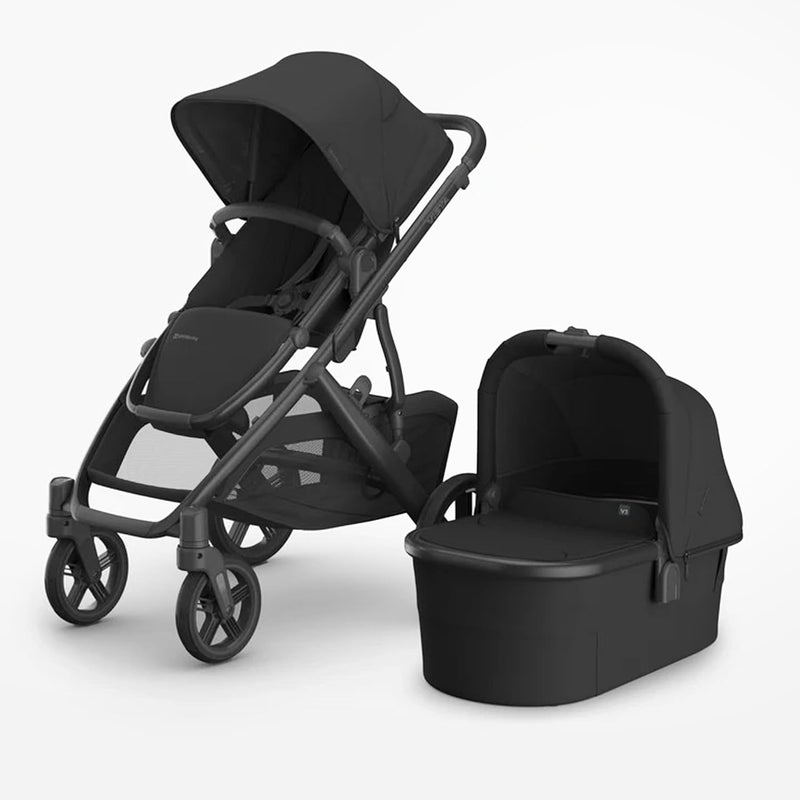 UPPAbaby Vista V3 Baby Stroller with Bassinet - Convertible Single to Double Stroller, Reversible Seat, One-Hand Fold, Black Leather - Image 1