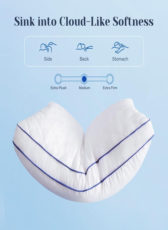 Mosluna Shredded Memory Foam Pillows Queen Size Set of 2, Hotel Collection Bed Pillows for Sleeping, Medium Firm Pillow 2 Pack with Gusseted(20"x30") - Image 2