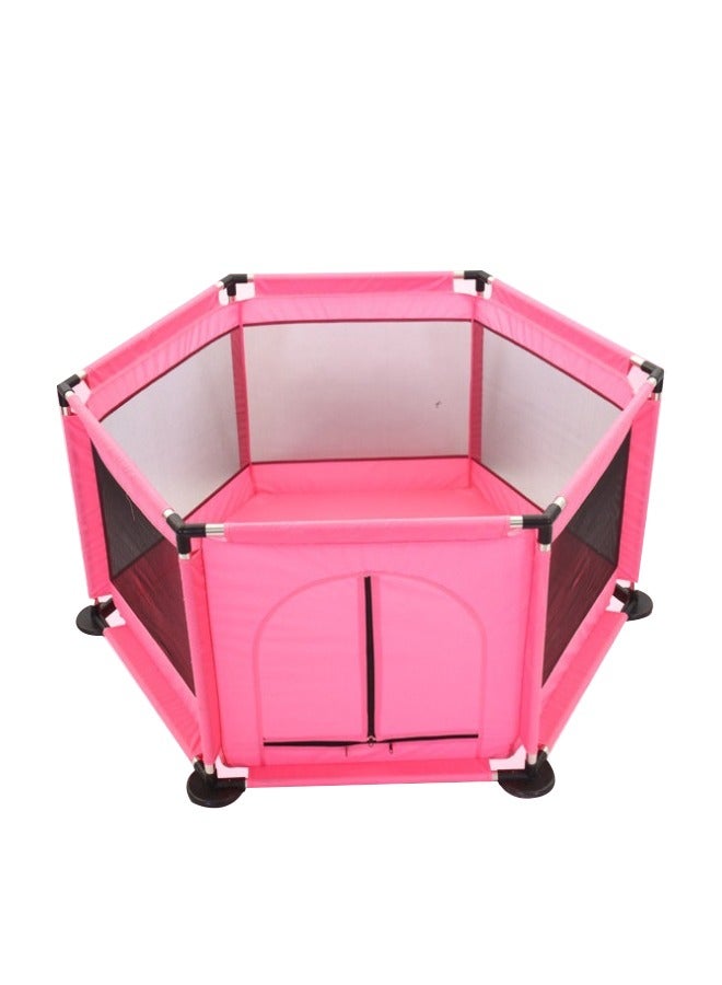 Loquat Foldable Baby Kids Playpen，Activity Center Room，Fitted Floor Baby Kids Safety Protection Care Playpen，Crawling Game Folding Fence Toys，Hexagon-Shaped,Pink - Image 2