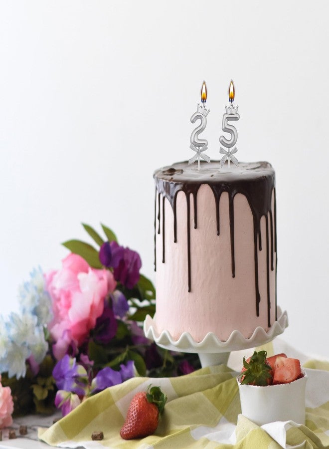 VSHILI 25 52 Birthday Candles, 25th 52nd Cake Candles, Silver Happy Birthday Number 25 52 Candles Cake Topper Decorations for Party Men Women - Image 4