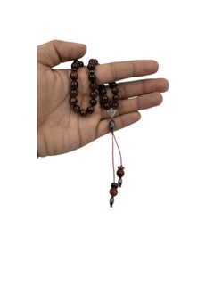REBUY Red Tiger's Eye tasbih Natural Gemstone Islamic Prayer 33 Beads
