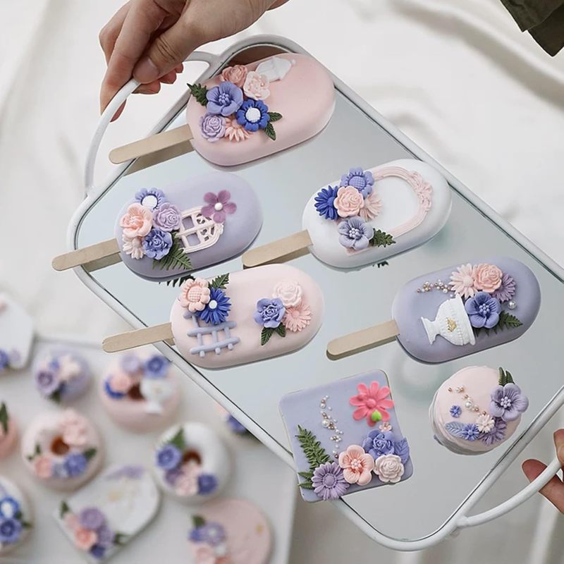 Silicone Flower Molds 5-Piece Grey Set Non-Stick Food-Grade Silicone With Easy Demolding - Multi-Size Floral Designs for Home Bakers DIY Crafters Cake Decorating Soap Making Resin Crafts - Image 3