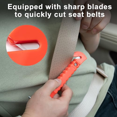 Husfunov Car Safety Hammer Set of 2, Auto Car Escape Tool, Car Window Glass Hammer Breaker and Seat Belt Cutter Escape 2-in-1 Tool, for Family Rescue and Auto Traffic Accident Emergency Escape - Image 4