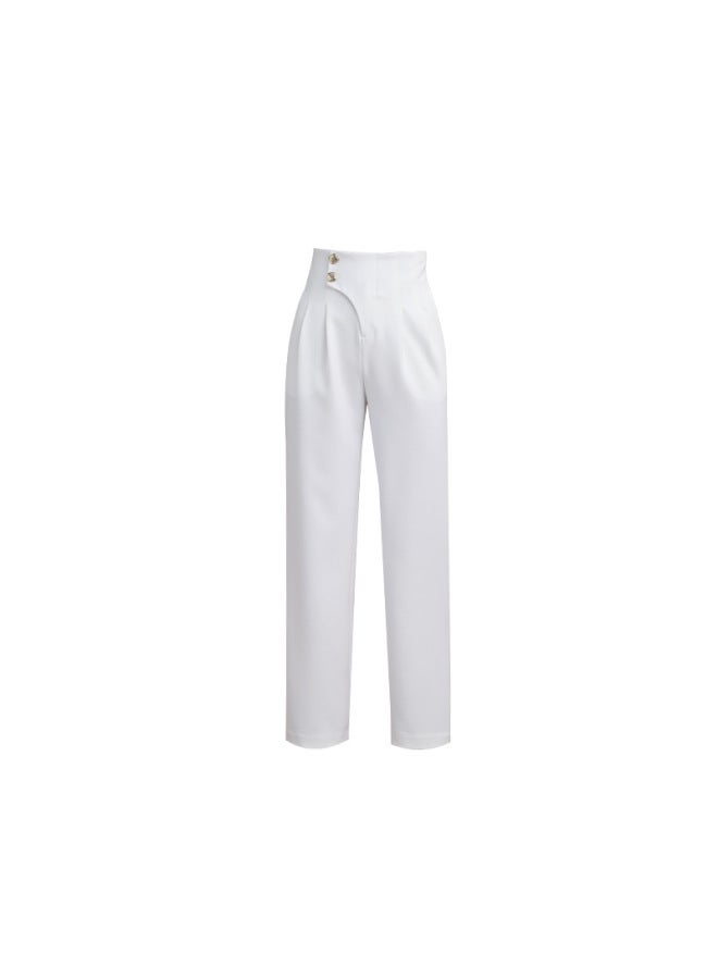 New Autumn High-waisted Wide-leg Pants For Women, Loose Straight Casual Pants, White Pants, Suit Pants - Image 5